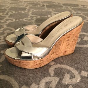 Stuart Weitzman Metallic Silver Wedges